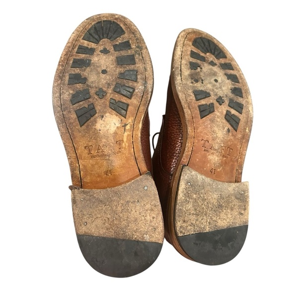 Taft brown rome pebbled leather ankle boots size 41 women’s 10 lace up chukka - Picture 6 of 7